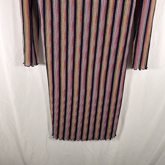 Zara Trafaluc Dress Women's Small Blue Striped Round Neck Long Sleeve Swim Cover - Picture 3 of 8